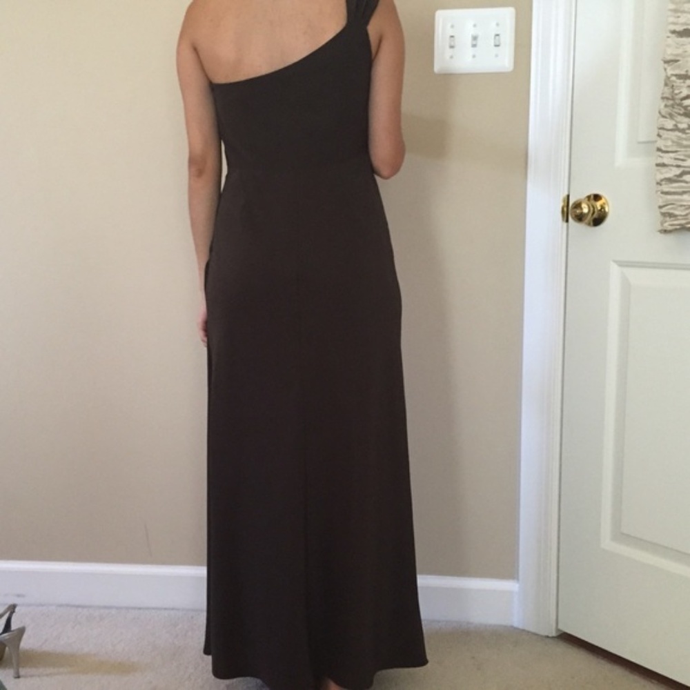 NWT-Talbots Brown One Shoulder Side Slit Gown. New, classy chic ! - Picture 2 of 4